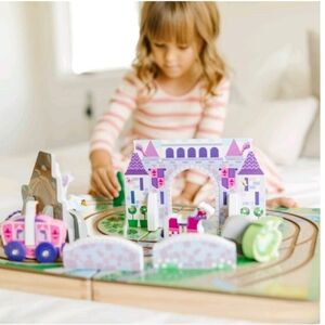 Melissa & Doug 19-Piece Wood Take-Along Tabletop Royal Princess Kingdom Playset